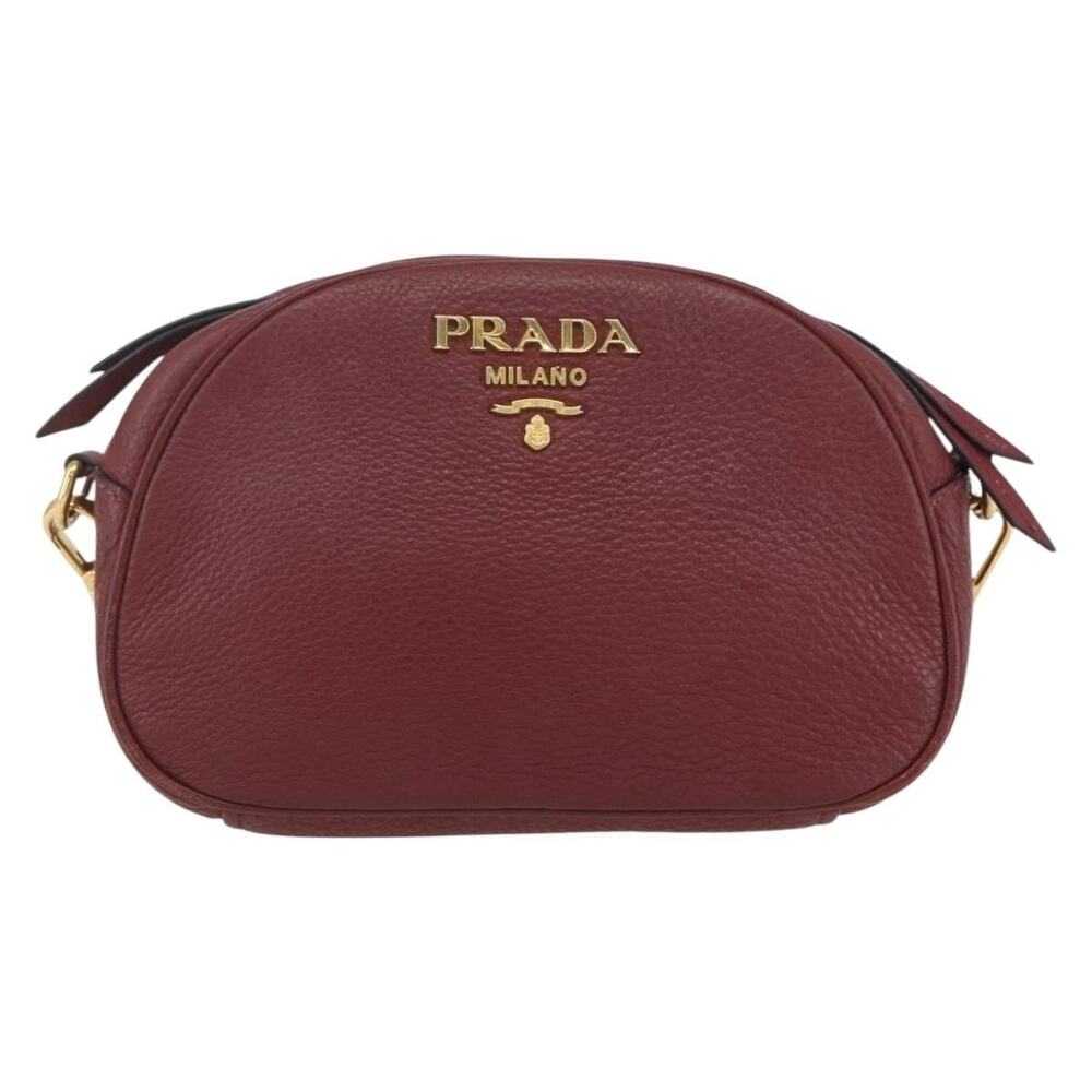 Prada Leather Shoulder Bag Bordeaux Gold